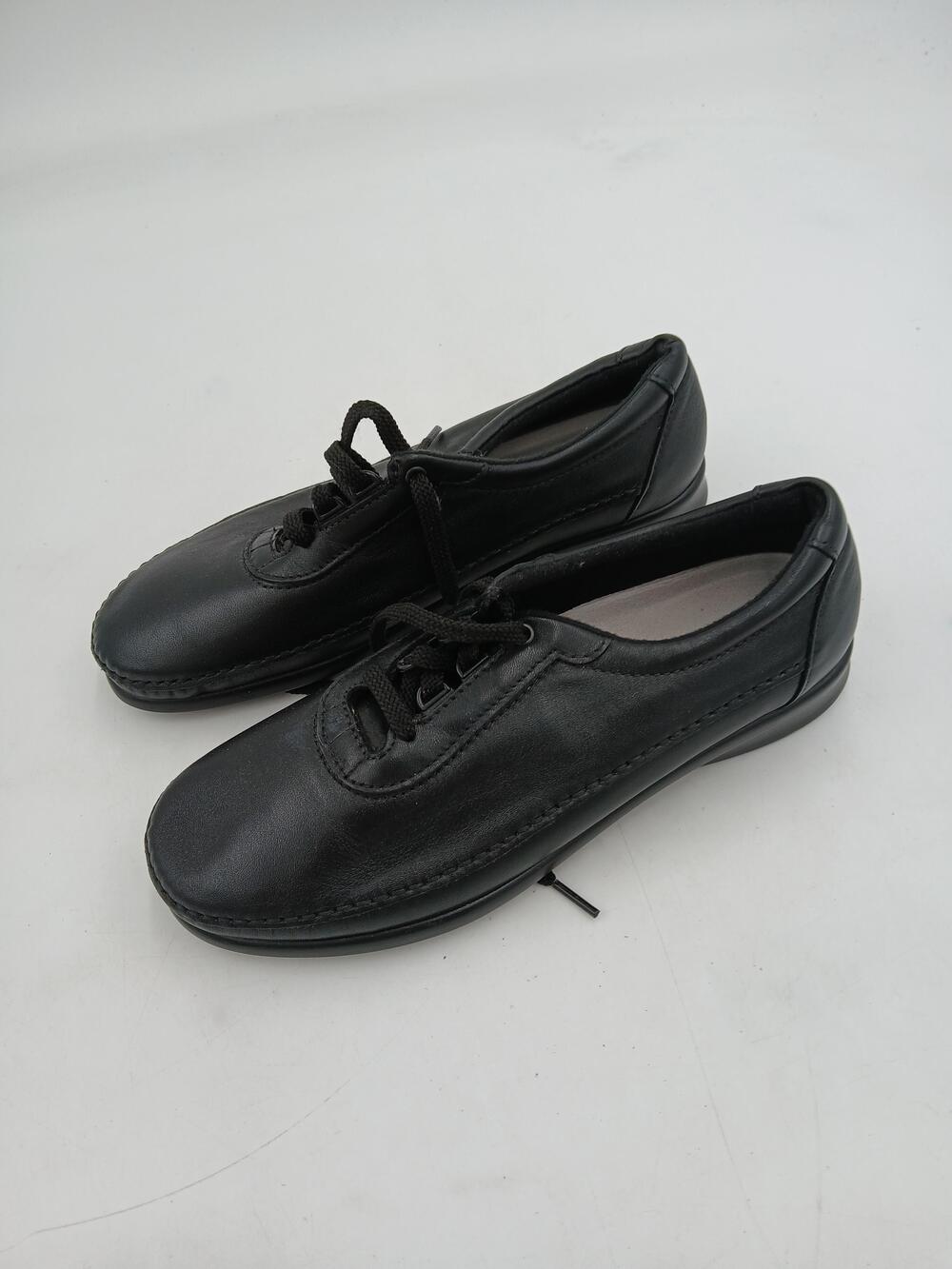 SAS Leather Oxford Shoes Womens Size 8 N Black Lace Up Comfort Flat Walking